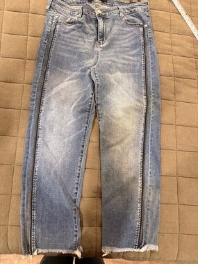 Liverpool Boyfriend Relaxed Straight Blue Denim Jeans with Side Zipper Detail